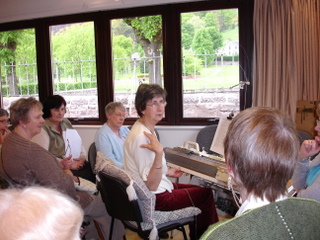Valerie Aitken demonstrates buttonholes