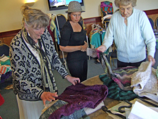 Pat Fountain getting garments ready for the Fashion Show